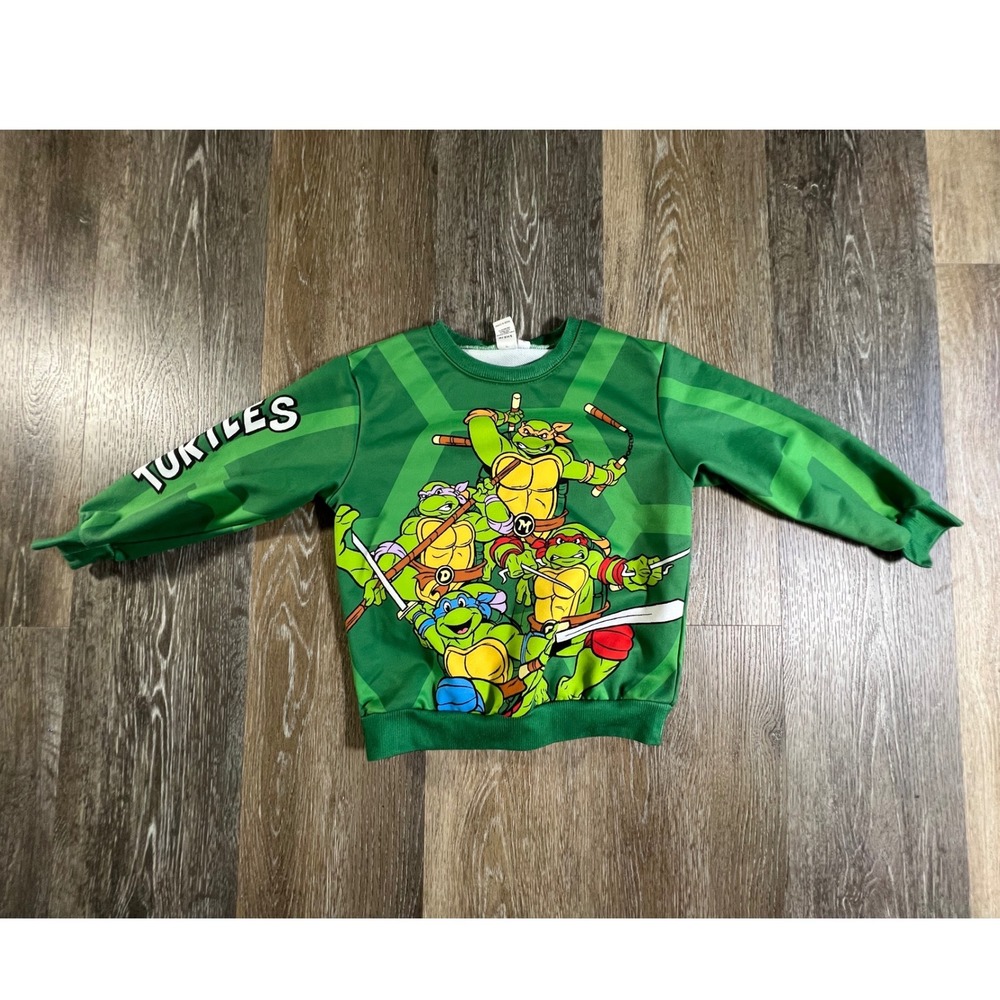 Nickelodeon TMNT Sweatshirt Kids Size 5Y Green Ninja Turtles Graphic Pullover